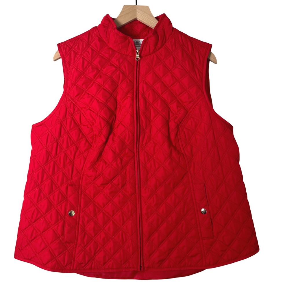 Croft & Barrow Vest Womens XXL Red Quilted Puffer Layering Outdoor Preppy